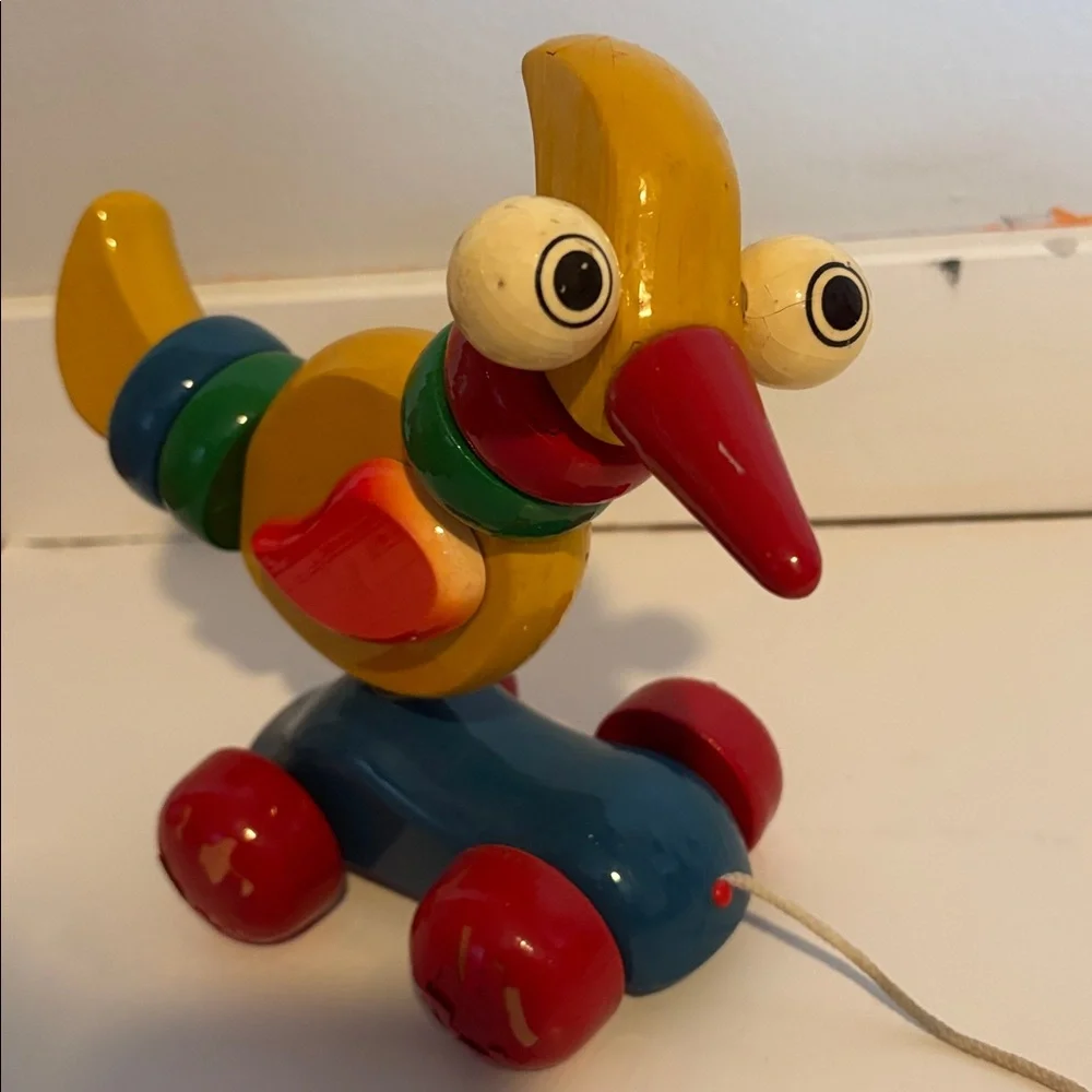 Vintage Kouvalias exotic bird Pull Toy 1990s